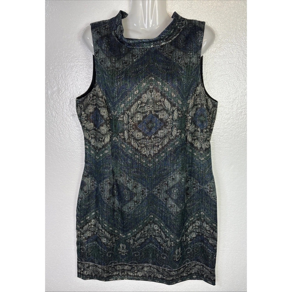 Antonio Melani Sheath Dress Womens Sz‎ 14 Multi Colored Metallic Sleeveless Zip